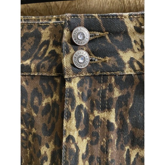 Hydraulic Womens Brown Leopard Denim Nolita Mid Rise Curvy Mini Skirt 8 Stretch - Picture 2 of 11